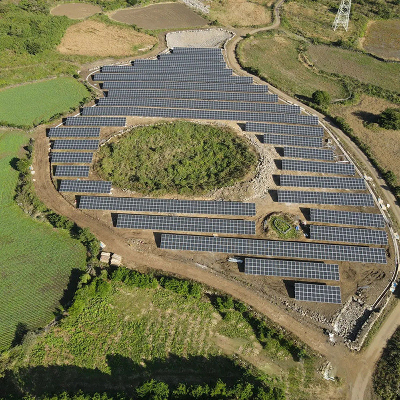 Fundamento de hormigón de tierra resistente a la corrosión panel solar soporte de montaje para ajustar el ángulo de inclinación