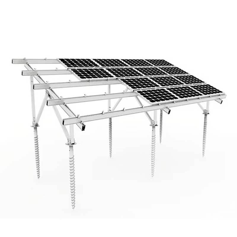 Sistema de montaje solar, estructura de acero al carbono para soporte de paneles solares, soporte de montaje en tierra con tornillo de tierra